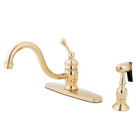 8 Kitchen Faucet W/ Brass Sprayer, Polished Brass